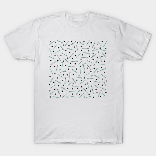 Memphis Pattern - green+black T-Shirt by fivemmPaper